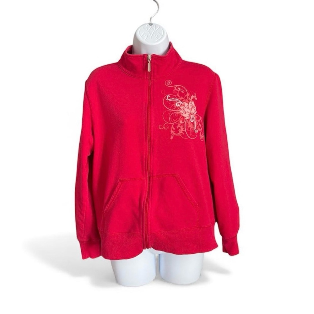 Y2K Silverwear Full Zip Red Hooded Sweatshirt Women’s Size L